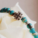 Чётки "Иерусалимский крест" большой, калифорнийская бирюза (варисцит)