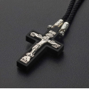 Православный крест из серебра и дерева с молитвой