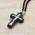 Православный крест из серебра и дерева с молитвой