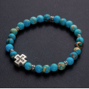 Чётки "Иерусалимский крест" большой, калифорнийская бирюза (варисцит)