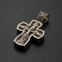 Крест из серебра с эбеном, Победоносцем, Чудотворцем и Серафимом Саровским