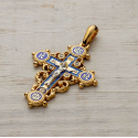 Крест "Распятие, Процветший крест" с эмалью и камнями